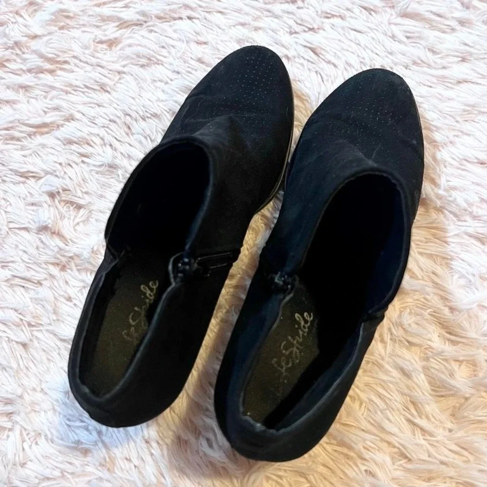 Black‎ Faux Suede Zipper Ankle Booties Women's 8 Norm Core Classic Southern